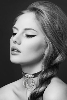 Bijoux Pour Toi choker with two rings - TWO RINGS, eco-leather