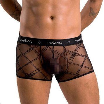 Чоловічі прозорі боксери Passion 032 SHORT JAMES L/XL Black, сітка SO7567 фото