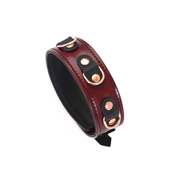 Шкіряний нашийник з повідцем Liebe Seele Wine Red Collar and Leash, 3 кільця для кріплення SO9451 фото