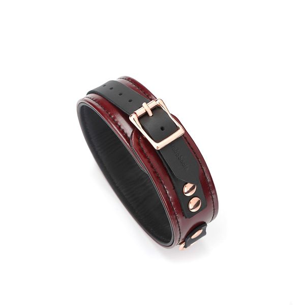 Шкіряний нашийник з повідцем Liebe Seele Wine Red Collar and Leash, 3 кільця для кріплення SO9451 фото