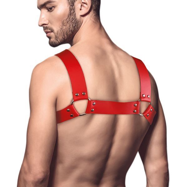 Чоловіча портупея на груди з натуральної шкіри Feral Feelings - Bulldog Harness Red SO9413 фото