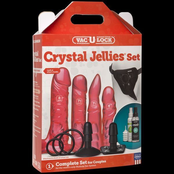 Набор для страпона Doc Johnson Vac-U-Lock Crystal Jellies Set, диаметр 3,8см, 2&times;4,5см, 5,1см SO1989 фото