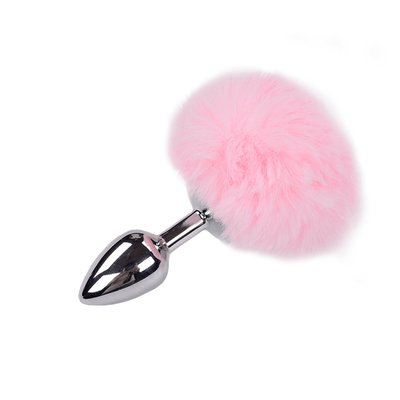 Alive Fluffy Plug S Pink Metal Rabbit Tail Anal Plug, diameter 2.8cm