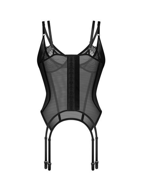 Корсет Obsessive Arrowel Black corset L/XL, з підв&rsquo;язками для панчіх SX2580 фото