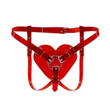 Feral Feelings Heart Strap-on Belt Red Transparent