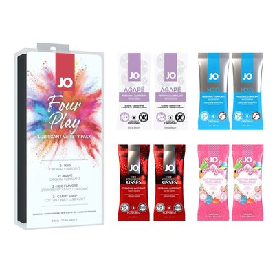 System JO Four Play Water-Based Lubricant Set (8×10ml) Original, Agapé, Strawberry, Cotton Candy