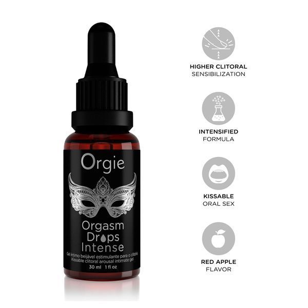Возбуждающие капли для клитора Orgie Orgasm Drops Intense, 30 мл, тепло-холод, вкус яблока SX1530 фото