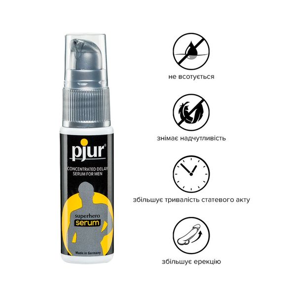 Delay gel pjur Superhero Serum 20 ml, creates an invisible film reducing sensitivity