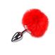 Alive Fluffy Plug S Red Metal Rabbit Tail Anal Plug, diameter 2.8cm