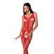 Bodystocking with imitation stockings and an openwork insert Passion BS072 red