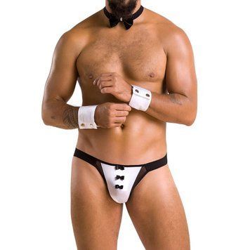 Passion 036 ALFRED L/XL Black erotic men's underwear set, briefs, collar, cuffs