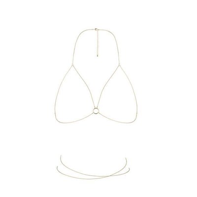 Цепочка портупея Bijoux Indiscrets Magnifique Bra Chain - Gold, украшение на тело SO2656 фото