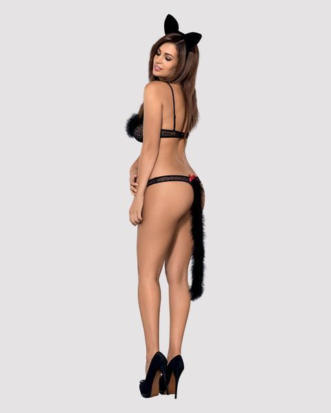 Obsessive Gepardina 3-Piece Cheetah Costume, Black, Fur Trim, Monokini