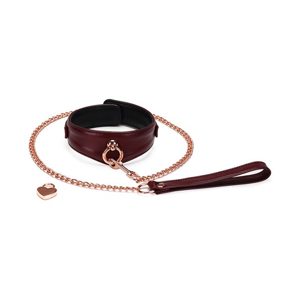 Liebe Seele Wine Red Curved Collar with Leash