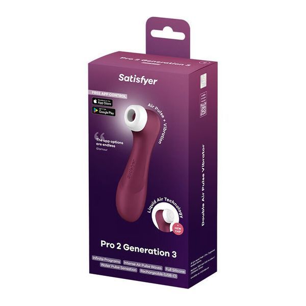 Вакуумный клиторальный стимулятор Satisfyer Pro 2 Generation 3 with Liquid Air Connect App Wine Red SO7774 фото
