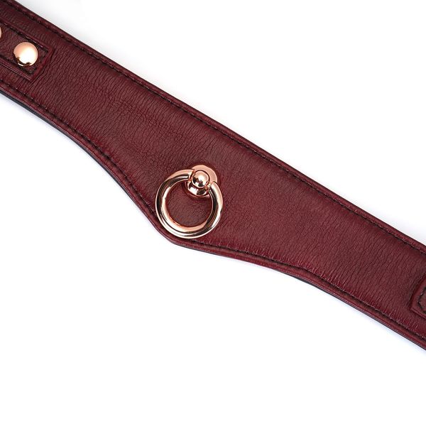 Liebe Seele Wine Red Curved Collar with Leash