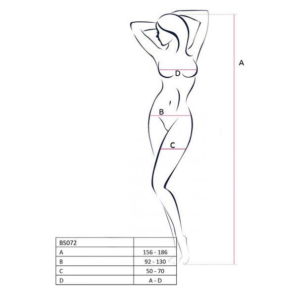 Bodystocking with imitation stockings and an openwork insert, Passion BS072 white