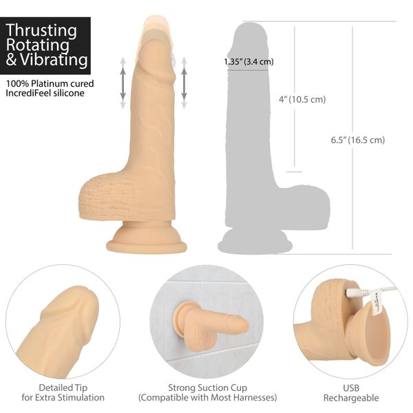 Pulsating dildo Doc Johnson Naked Addiction 6.5″ Thrusting Dong With Remote, forward-backward motions, remote included