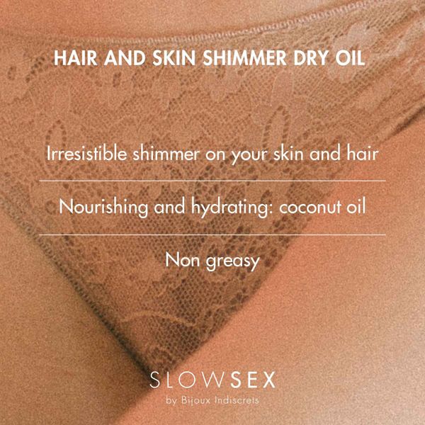 Dry oil shimmer for hair and body Bijoux Indiscrets Slow Sex Hair and Skin Shimmer Dry Oil