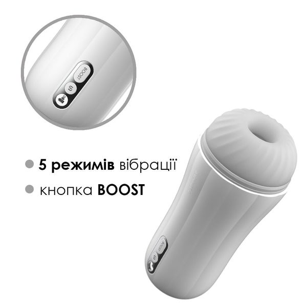 Vibrating masturbator Svakom Robin White, ultra-soft sleeve, Boost function, LED screen