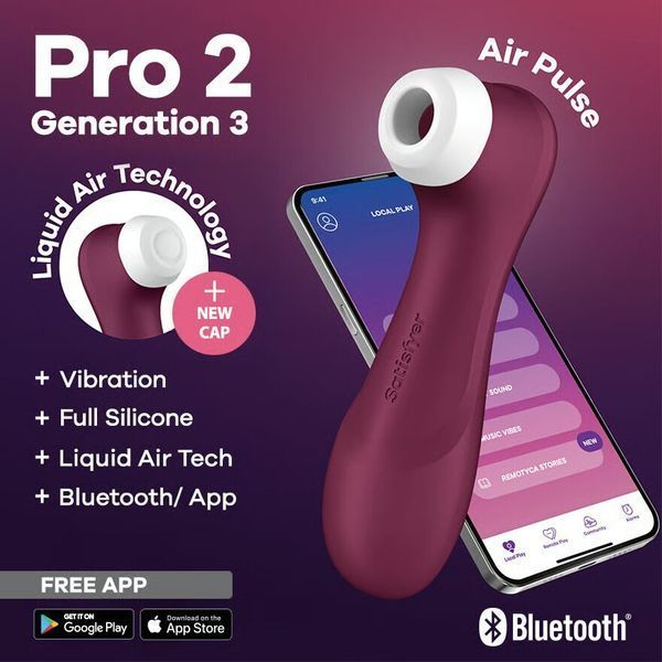 Вакуумный клиторальный стимулятор Satisfyer Pro 2 Generation 3 with Liquid Air Connect App Wine Red SO7774 фото