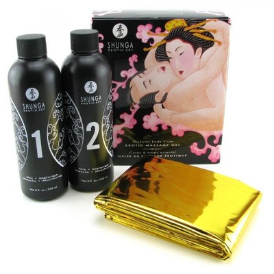 Shunga Oriental Body-to-Body NURU Massage Gel – Sparkling Strawberry Wine plus sheet