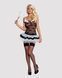 Erotic Maid Costume with Skirt Obsessive Housemaid 5 Piece Costume L/XL, Black and White, Top with Suspender