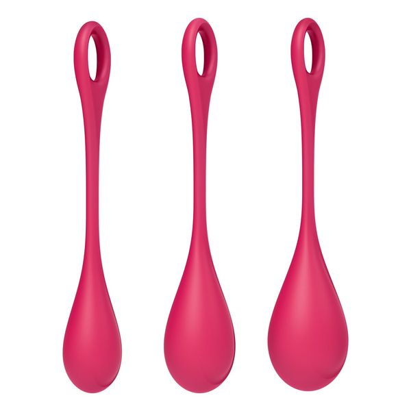 Satisfyer Yoni Power 1 Red Yoni Bead Set, diameter 2-2.5-3 cm, weight 22-46-74 g