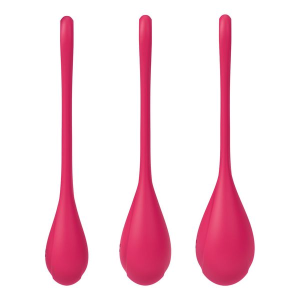 Satisfyer Yoni Power 1 Red Yoni Bead Set, diameter 2-2.5-3 cm, weight 22-46-74 g