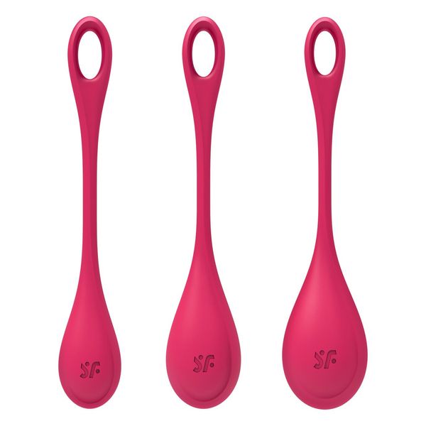 Satisfyer Yoni Power 1 Red Yoni Bead Set, diameter 2-2.5-3 cm, weight 22-46-74 g