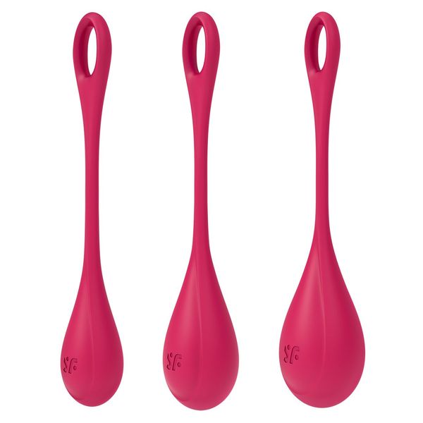 Satisfyer Yoni Power 1 Red Yoni Bead Set, diameter 2-2.5-3 cm, weight 22-46-74 g