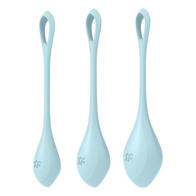 Satisfyer Yoni Power 2 Light Blue Yoni Bead Set, diameter 2-2.5-3 cm, weight 22-44-73 g