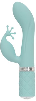 Luxurious Pillow Talk - Kinky Teal rabbit vibrator with Swarovski crystal, powerful