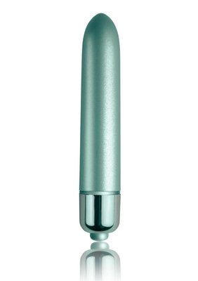 Rocks Off RO-90mm Touch of Velvet Aqua Lily matte bullet vibrator, 10 functions, battery-operated