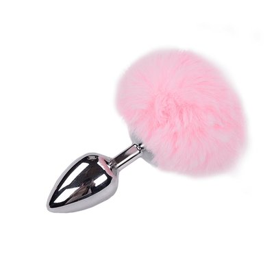 Alive Fluffy Plug L Pink Metal Rabbit Tail Anal Plug, diameter 3.9cm