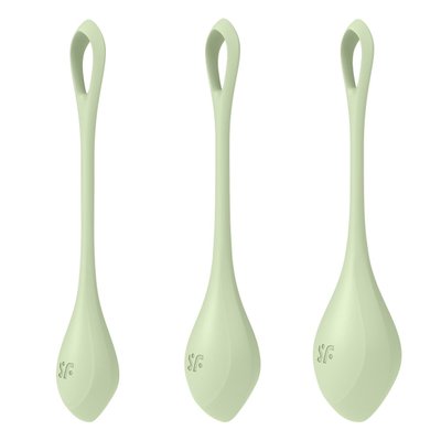 Satisfyer Yoni Power 2 Light Green Yoni Bead Set, diameter 2-2.5-3 cm, weight 22-44-73 g