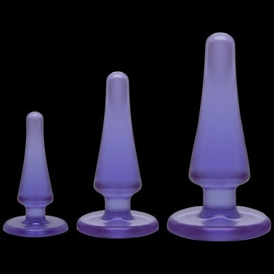 Doc Johnson Crystal Jellies Anal Plug Set - Purple, max diameter 2cm - 3cm - 4cm