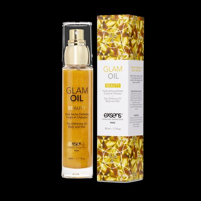 Body oil with shimmer EXSENS Glam Oil 50ml, with almond oil, paraben-free and phenoxyethanol-free