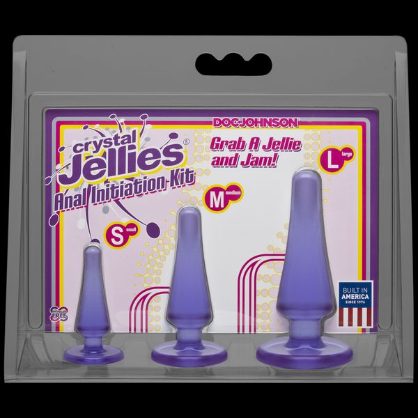 Doc Johnson Crystal Jellies Anal Plug Set - Purple, max diameter 2cm - 3cm - 4cm