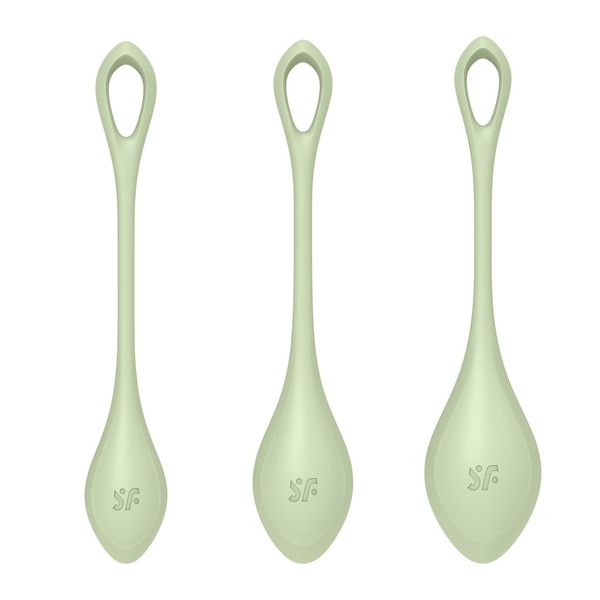 Satisfyer Yoni Power 2 Light Green Yoni Bead Set, diameter 2-2.5-3 cm, weight 22-44-73 g