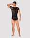 Men's semi-transparent T-shirt with ornament Obsessive T102 T-shirt S/M/L, black