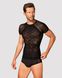 Men's semi-transparent T-shirt with ornament Obsessive T102 T-shirt S/M/L, black