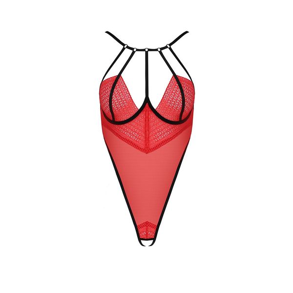 Боді з високим вирізом стегна Passion Exclusive AKITA BODY L/XL, red PS24201 фото