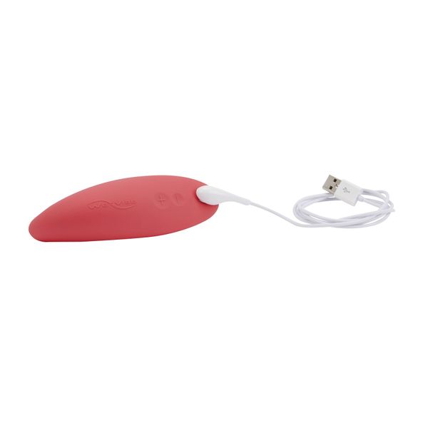 Vacuum smart stimulator for couples Melt by We-Vibe Coral, designed for use during penetrative sex