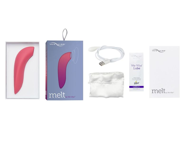 Vacuum smart stimulator for couples Melt by We-Vibe Coral, designed for use during penetrative sex