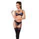 Lace lingerie set Passion GISELE SET L/XL Black, bra, panties with garters