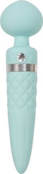 2-in-1 PILLOW TALK Vibrator - Sultry Teal, classic massager and vibrator with rotation, heating