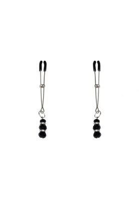 Thin nipple clamps with pendant Feral Feelings - Thin nipple clamps, silver/black