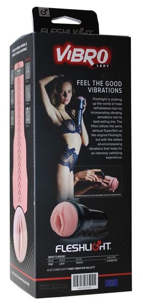 Мастурбатор з вібрацією Fleshlight Vibro Pink Lady Touch, три віброкулі, стимулювальний рельєф F17347 фото