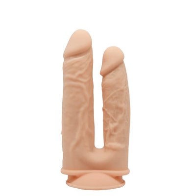 Double-ended dildo SilexD Double Gusto Flesh (Model 1 size 8" & 7"), dual-layered, silicone + Silex